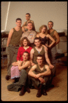 Actors (Top L-R) Matt Mulhern, Barry Miller, Bill Sadler, Randall Edwards & Geoffrey Sharp, (Middle L-R) Penelope Ann Miller & Matthew Broderick, (Bottom  L-R) Brian Tarantina & Alan Ruck in a rehearsal shot fr. the Broadway play "Biloxi Blues." (New York)