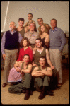 Top L-R) Dir. Gene Saks, actors Matt Mulhern, Barry Miller, Bill Sadler, Randall Edwards, Geoffrey Sharp, author Neil Simon, (Mid. L-R) Penelope Ann Miller & Matthew Broderick, (Bot. L-R) Brian Tarantina, Alan Ruck in a rehearsal shot fr. the Broadway pl (New York)