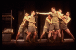 Actors (L-R) Geoffrey Nauffts, Andrew Polk & John Younger, Scott McClelland, John C. MacKenzie & Michael McNeill in a scene fr. the National tour of the Broadway play "Biloxi Blues." (Boston)