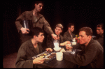 Actors (L-R) William Ragsdale, Michael McNeill (standing), John C. MacKenzie, Andrew Polk, David Warshofsky & John Younger in a scene fr. the National tour of the Broadway play "Biloxi Blues." (Boston)