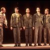 Actors (L-R) John Finn, William Ragsdale, Andrew Polk, John Younger, David Warshofsky & John C. MacKenzie in a scene fr. the National tour of the Broadway play "Biloxi Blues." (Boston)