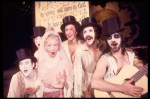 Actors (L-R) Richard Korthaze, Paul Solen, Irene Ryan, Christopher Chadman, Gene Foote & John Mineo in a scene fr. the Broadway musical "Pippin." (New York)