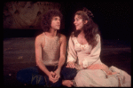 Actors John Rubinstein & Jill Clayburgh in a scene fr. the Broadway musical "Pippin." (New York)