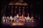 Actors (Front L-R) Eric Berry & John Rubinstein w. cast in a scene fr. the Broadway musical "Pippin." (New York)