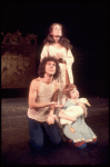 Actors (L-R) John Rubinstein, Jill Clayburgh & Shane Nickerson (holding duck) in a scene fr. the Broadway musical "Pippin." (New York)