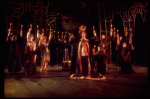 Actors (fr. L-R) Northern J. Calloway & Michael Rupert w. cast in a scene fr. the replacement cast of the Broadway musical "Pippin." (New York)