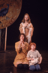 Actors (L-R) Michael Rupert, Betty Buckley & Shane Nickerson (holding duck) in a scene fr. the replacement cast of the Broadway musical "Pippin." (New York)