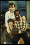 Director Des McAnuff (Back & actors (L-R) Daniel Jenkins & Ron Richardson in a rehearsal shot fr. the original cast of the Broadway musical "Big River." (New York)