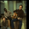 Actors Daniel Jenkins & Ron Richardson & composer Roger Miller in a rehearsal shot fr. the original cast of the Broadway musical "Big River." (New York)