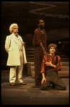 Actors (L-R) Gordon Connell as Mark Twain, Ron Richardson & Daniel Jenkins in a scene fr. the original cast of the Broadway musical "Big River." (New York)