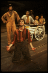 Actor Daniel Jenkins (Front) w. cast in a scene fr. the original cast of the Broadway musical "Big River." (New York)