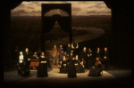 Actress Jennifer Leigh Warren (C) & cast in a scene fr. the original cast of the Broadway musical "Big River." (New York)