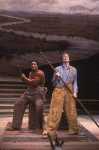 Actors (L-R) Larry Riley & Daniel Jenkins in a scene fr. the first replacement cast of the Broadway musical "Big River." (New York)