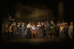 Actor Martin Moran (C) w. cast in a scene fr. the second replacement cast of the Broadway musical "Big River." (New York)