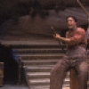 Actors (L-R) Larry Riley & Martin Moran in a scene fr. the second replacement cast of the Broadway musical "Big River." (New York)