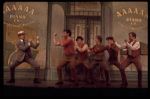 Actor Ron Husmann (L) w. cast in a scene fr. the replacement cast of the Broadway revival of the musical "Irene." (New York)