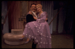 Actors Jane Powell & Ron Husmann in a scene fr. the replacement cast of the Broadway revival of the musical "Irene." (New York)
