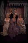 Actors (Back L-R) David Holliday & Lee Wallace, (Seated L-R) Constance Carpenter, Jane Powell & Patsy Kelly in a scene fr. the National tour of the Broadway revival of the musical "Irene." (New York)