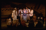 Actors (L-R) Richard B. Shull, Joe Morton, Harry Groener, Geraldine Hanning, David Carroll & Alan Weeks in a scene fr. the Broadway musical "Oh, Brother!." (New York)