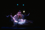 Actress Alyson Reed (C) as Marilyn Monroe, surrounded by actors (L-R) T.A. Stepehens, Peggie Blue & Michael Kubala in a scene fr. the Broadway musical "Marilyn: an American Fable." (New York)