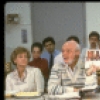 (L-R) Associate producer Ruth Mitchell, director Harold Prince, choreographer Larry Fuller & lyricist Betty Comden at the first rehearsal of the Broadway musical "A Doll's Life." (New York)