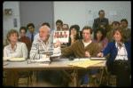 (L-R) Associate producer Ruth Mitchell, director Harold Prince, choreographer Larry Fuller & lyricist Betty Comden at the first rehearsal of the Broadway musical "A Doll's Life." (New York)