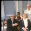 Director Hal Prince (Rear C) & producers (L-R) Joseph Harris, Mary Lea Johnson, Martin Richards & Robert Fryer at the first rehearsal of the Broadway musical "A Doll's Life." (New York)