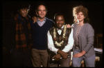 (L-R) Choreographer Lester Wilson, composer Larry Grossman, actor Ben Vereen & lyricist Ellen Fitzhugh in a rehearsal shot fr. the Broadway musical "Grind." (New York)