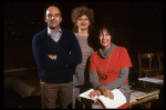 (L-R) Composer Larry Grossman, lyricist Ellen Fitzhugh & author Fay Kanin in a rehearsal shot fr. the Broadway musical "Grind." (New York)