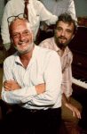 (L-R) Director Hal Prince & composer Stephen Sondheim in a rehearsal shot fr. the Broadway musical "Merrily We Roll Along." (New York)