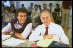 (L-R) Choreographer Ron Field (who left the production during previews) & author George Furth in a rehearsal shot fr. the Broadway musical "Merrily We Roll Along." (New York)