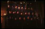 Entire cast in graduation scene fr. the Broadway musical "Merrily We Roll Along." (New York)