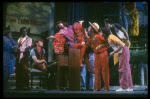 Ensemble in a scene fr. the Broadway musical "Merrily We Roll Along." (New York)