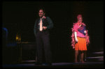 Actors Jason Alexander & Terry Finn in a scene fr. the Broadway musical "Merrily We Roll Along." (New York)