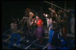 Actress Terry Finn (C) w. cast in a scene fr. the Broadway musical "Merrily We Roll Along." (New York)