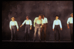 Dancer Savion Glover (3L) w. dancers in a scene fr. the Broadway musical revue "Black and Blue." (New York)