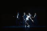 Dancer Kyme (C) w. dancers in a scene fr. the Broadway musical revue "Black and Blue." (New York)