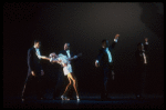Dancer Theara J. Ward (2L) w. cast in a scene fr. the replacement cast of the Broadway musical revue "Black and Blue." (New York)
