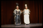 Singers (L-R) LaVern Baker & Linda Hopkins in a scene fr. the replacement cast of the Broadway musical revue "Black and Blue." (New York)