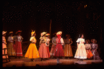 Actress Christine Andreas (3R) w. cast in a scene fr. the Broadway revival of the musical "Oklahoma!." (New York)