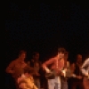 Actor Harry Groener (R) w. dancers in a scene fr. the Broadway revival of the musical "Oklahoma!." (New York)