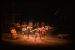 Actor Harry Groener (C) w. dancers in a scene fr. the Broadway revival of the musical "Oklahoma!." (New York)