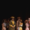 Actors Mary Wickes (3L), Laurence Guittard & Christine Andreas (C) w. cast in a scene fr. the Broadway revival of the musical "Oklahoma!." (New York)