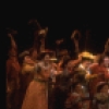 Actors (C) Mary Wickes, Laurence Guittard, Christine Andreas & Harry Groener w. cast in a scene fr. the Broadway revival of the musical "Oklahoma!." (New York)