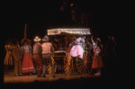 Actors Laurence Guittard & Christine Andreas (in surrey) w. cast in a scene fr. the Broadway revival of the musical "Oklahoma!." (New York)