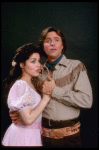 Actors Christine Andreas & Joel Higgins in a publicity shot fr. the replacement cast of the Broadway revival of the musical "Oklahoma!." (New York)