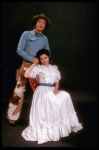 Actors Christine Andreas & Joel Higgins in a publicity shot fr. the replacement cast of the Broadway revival of the musical "Oklahoma!." (New York)
