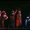 Actor Peter Allen (R) w. dancers in a scene fr. the Broadway musical "Legs Diamond." (New York)