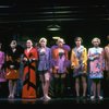 Actresses (L-3L) Christine Andreas (whose role was eliminated during previews), Randall Edwards & Julie Wilson w. dancers in a scene fr. the Broadway musical "Legs Diamond." (New York)