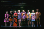 Actresses (L-3L) Christine Andreas (whose role was eliminated during previews), Randall Edwards & Julie Wilson w. dancers in a scene fr. the Broadway musical "Legs Diamond." (New York)